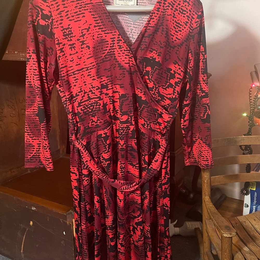 Lolita Red and Black Faux Wrap, Mid Sleeve Dress